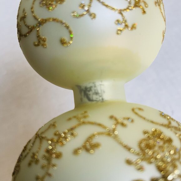 Christmas by Krebs 13" Finial Pearl Christmas Tree Tree Topper Gold Lace Glitter - Picture 4 of 6